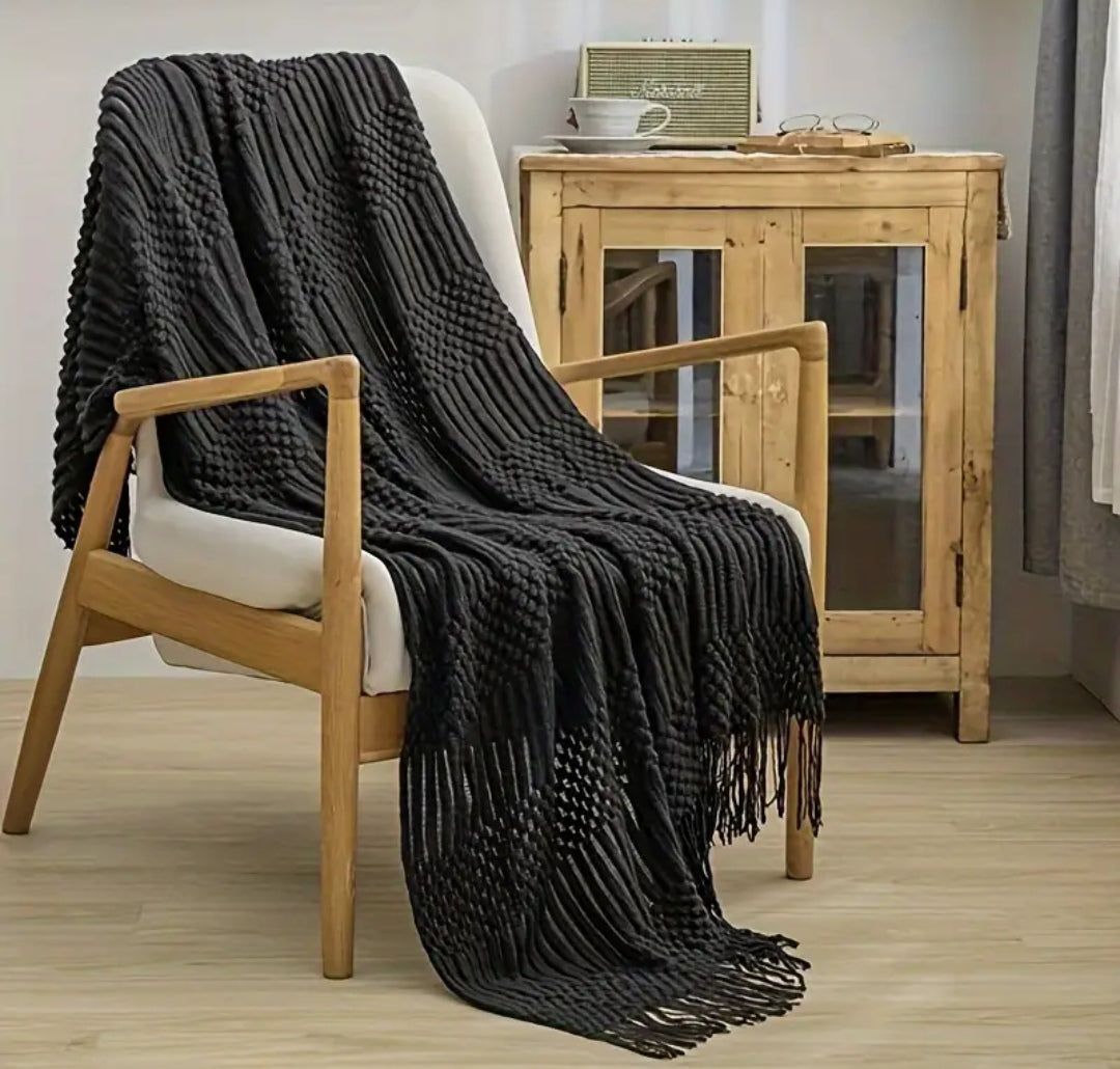 Textured Knitted Throw Blanket