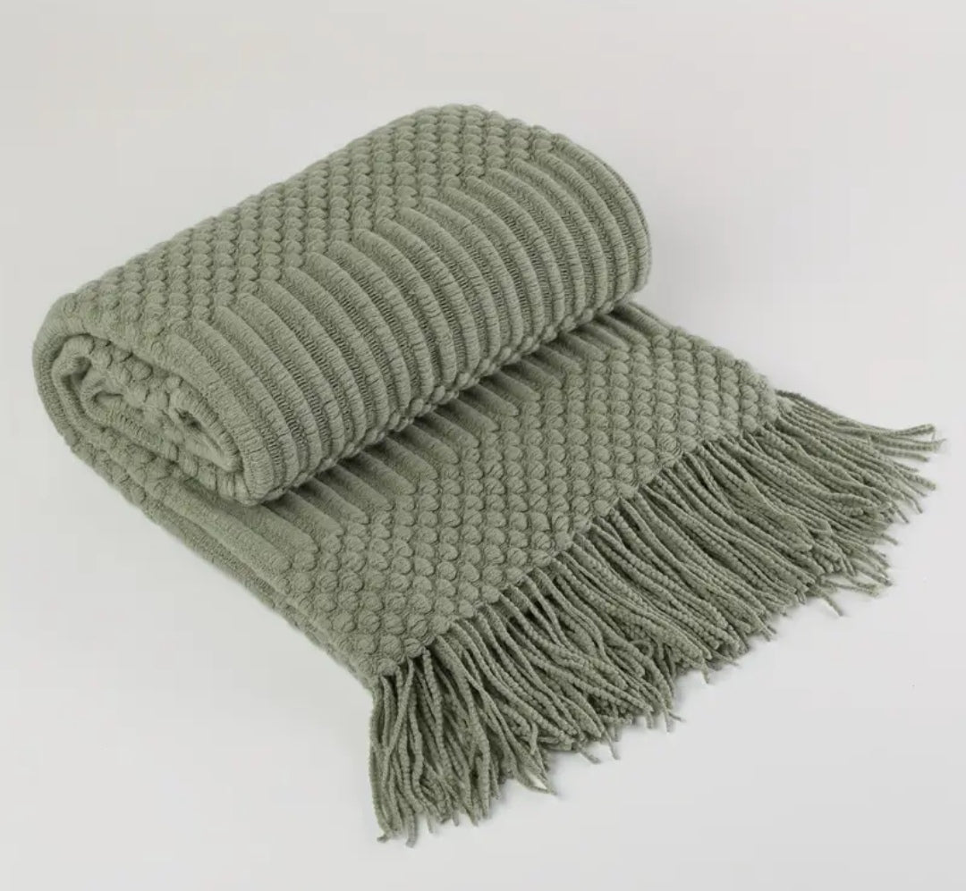 Textured Knitted Throw Blanket