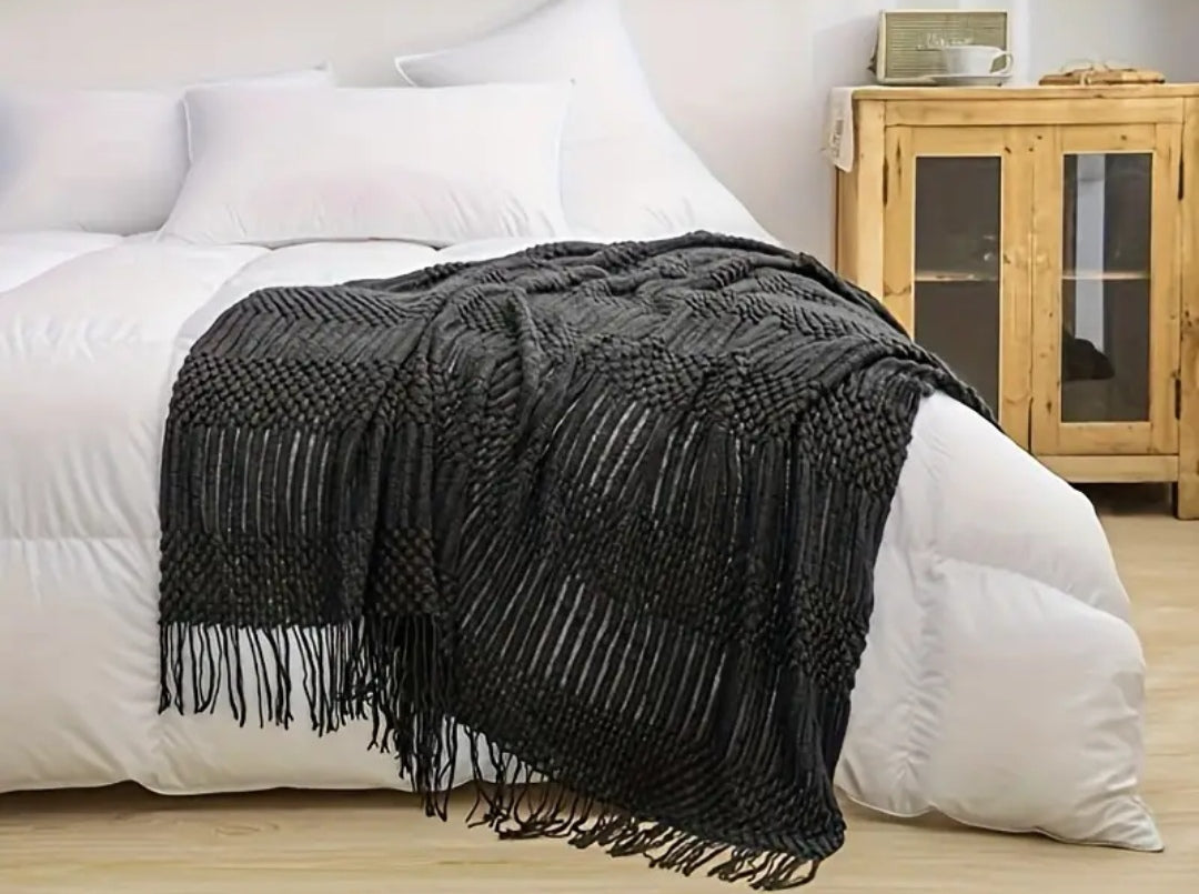 Textured Knitted Throw Blanket