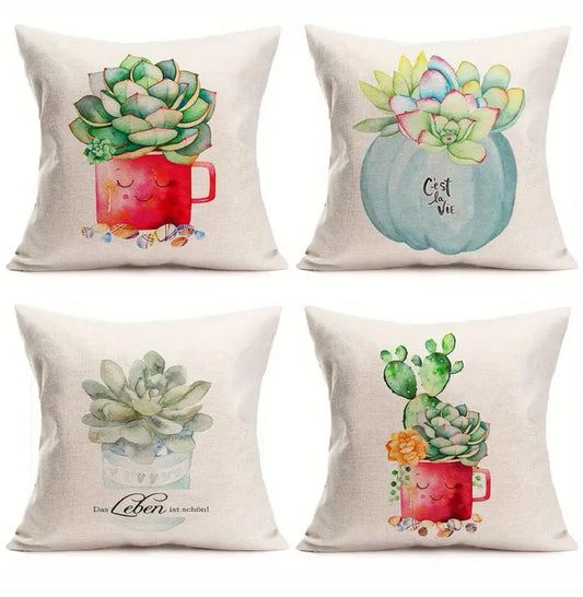 Linnen 4pce cactus cushion covers