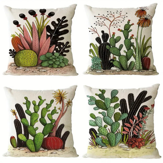 4pcs cactus print Scatter Cushion Covers