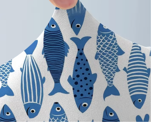 Blue Fish Print Wingback Chair Slipcover | Stretch Armchair Cover