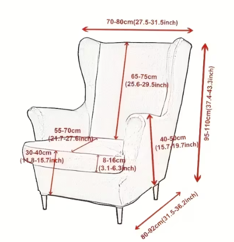 Blue Fish Print Wingback Chair Slipcover | Stretch Armchair Cover
