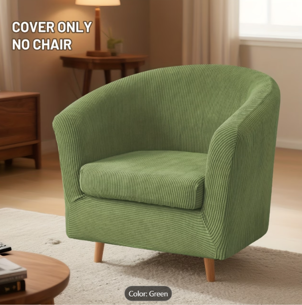 2 Piece Club Chair Slipcover Set | High Stretch Tub Chair Cover with Separate Seat Cushion Cover
