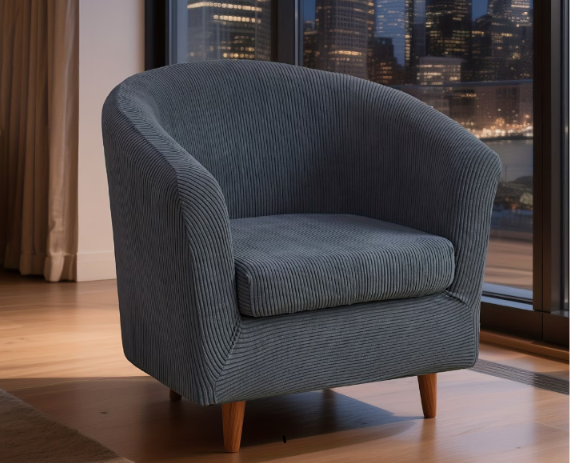 2 Piece Club Chair Slipcover Set | High Stretch Tub Chair Cover with Separate Seat Cushion Cover