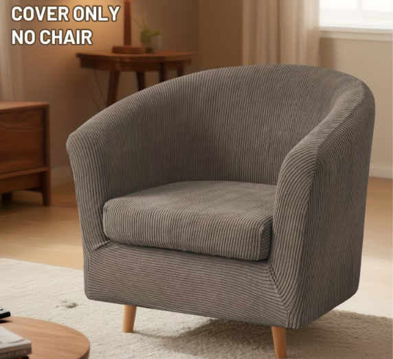 2 Piece Club Chair Slipcover Set | High Stretch Tub Chair Cover with Separate Seat Cushion Cover