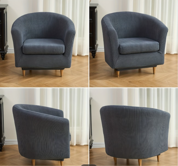 2 Piece Club Chair Slipcover Set | High Stretch Tub Chair Cover with Separate Seat Cushion Cover