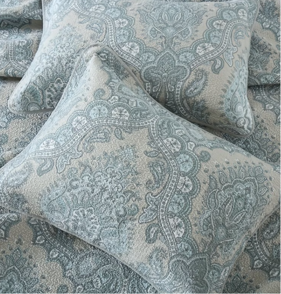 100% Cotton Blue Paisley Bedspread Set | 3 Piece Double Bedding Set | Soft & Breathable