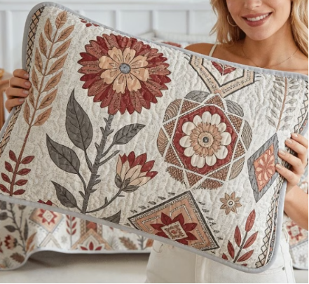 3 Piece Bohemian Sunflower Quilted Bedspread Set | Reversible Lightweight Bed Cover | Twin, Double, Queen & King