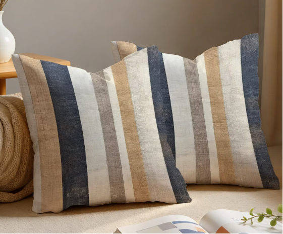 Set of 2 Modern Striped Cushion Covers | Scandinavian Decorative Throw Pillow Covers | 3 Sizes