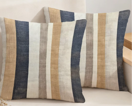 Set of 2 Modern Striped Cushion Covers | Scandinavian Decorative Throw Pillow Covers | 3 Sizes