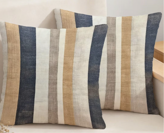 Set of 2 Modern Striped Cushion Covers | Scandinavian Decorative Throw Pillow Covers | 3 Sizes