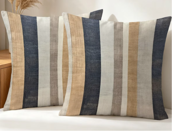 Set of 2 Modern Striped Cushion Covers | Scandinavian Decorative Throw Pillow Covers | 3 Sizes