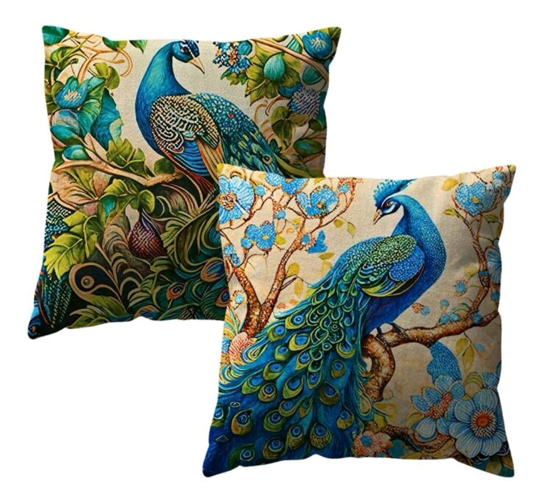 Peacock Printed cushion cover