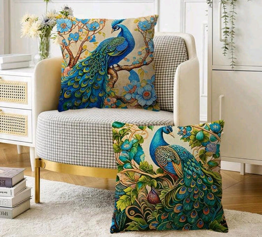 Peacock Printed cushion cover