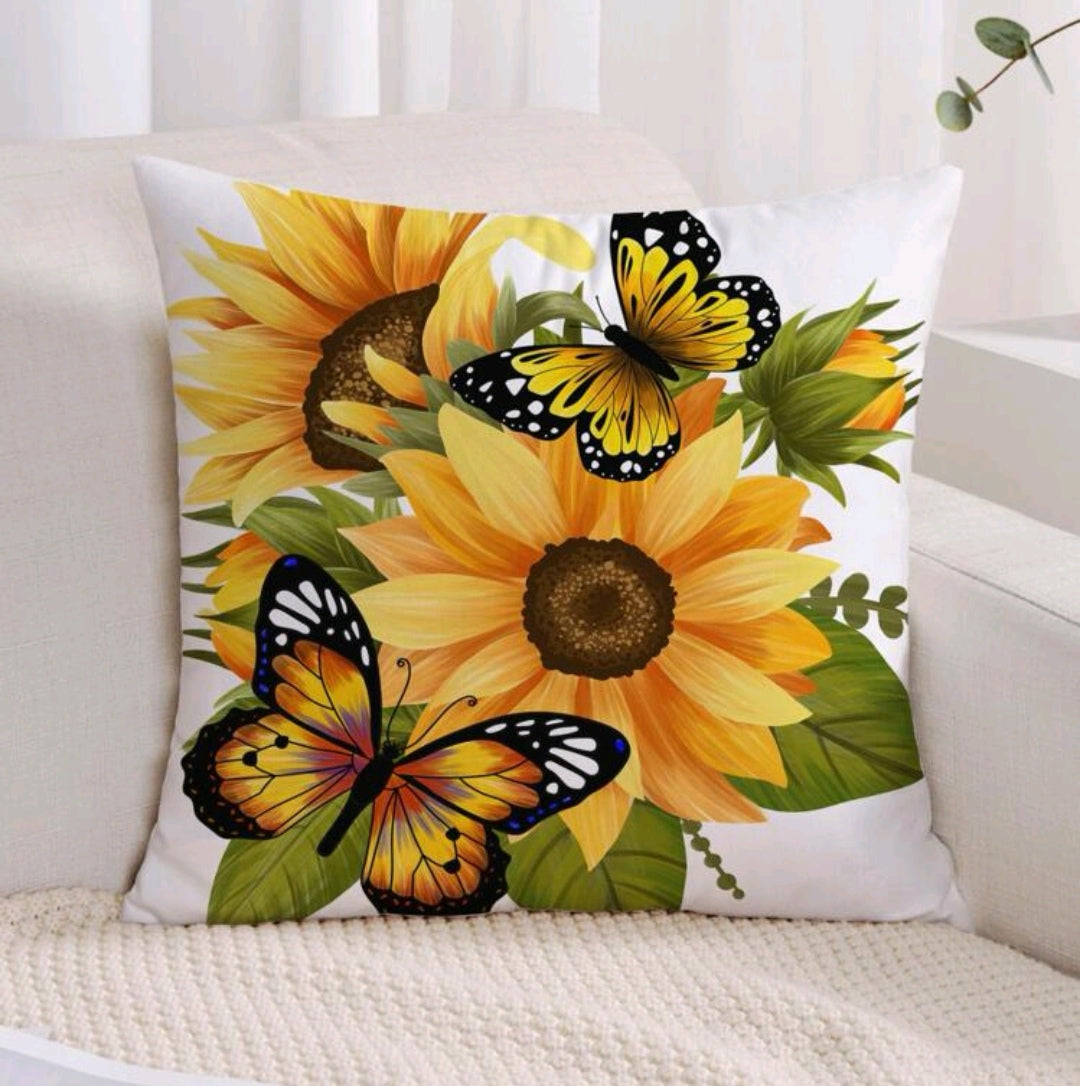 Sunflower print cushion cover