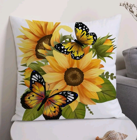 Sunflower print cushion cover