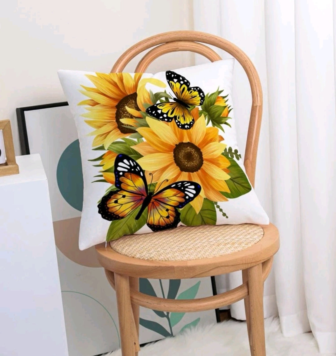 Sunflower print cushion cover