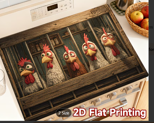 Funny Chicken Stove Protector Mat | Non-Slip Cooktop Cover | Heat-Resistant Kitchen Pad