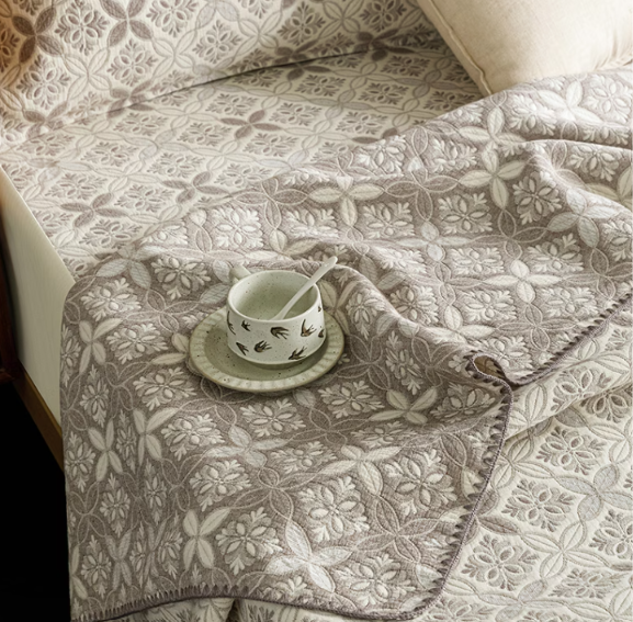 100% Cotton 3-Layer Gauze Summer Cooling Quilt | Breathable Jacquard Bed Cover | Single, Three Quarter & Double