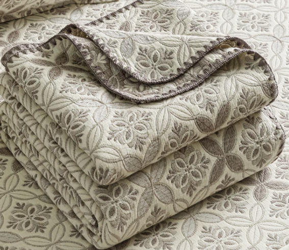 100% Cotton 3-Layer Gauze Summer Cooling Quilt | Breathable Jacquard Bed Cover | Single, Three Quarter & Double