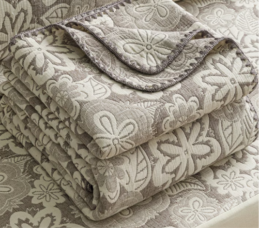 100% Cotton 3-Layer Gauze Summer Cooling Quilt | Breathable Jacquard Bed Cover | Single, Three Quarter & Double