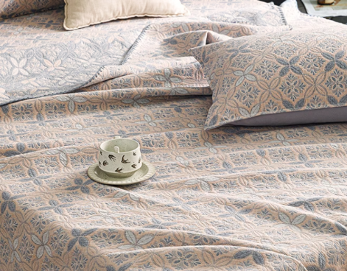 100% Cotton 3-Layer Gauze Summer Cooling Quilt | Breathable Jacquard Bed Cover | Single, Three Quarter & Double