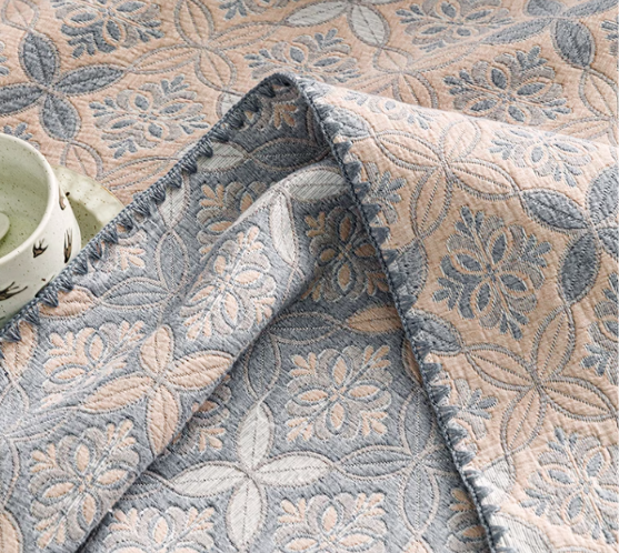 100% Cotton 3-Layer Gauze Summer Cooling Quilt | Breathable Jacquard Bed Cover | Single, Three Quarter & Double