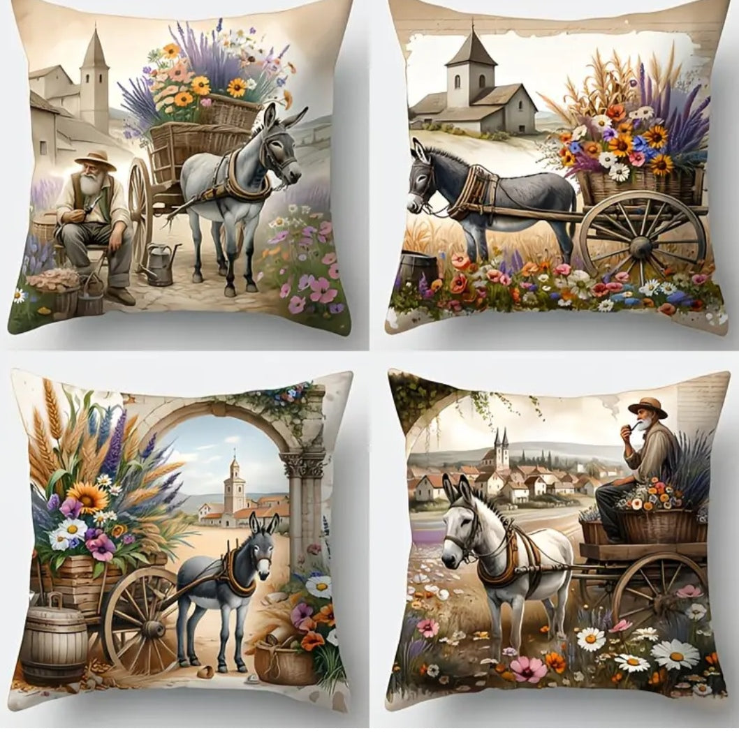 Plaaslewe Sierkussing Oortreksel (45x45cm) | Donkies, Windpomp & Plaas Tema