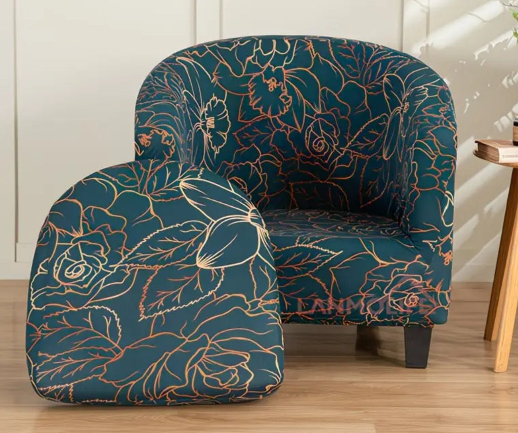 2-Piece Club Chair Printed Stretch Slipcover