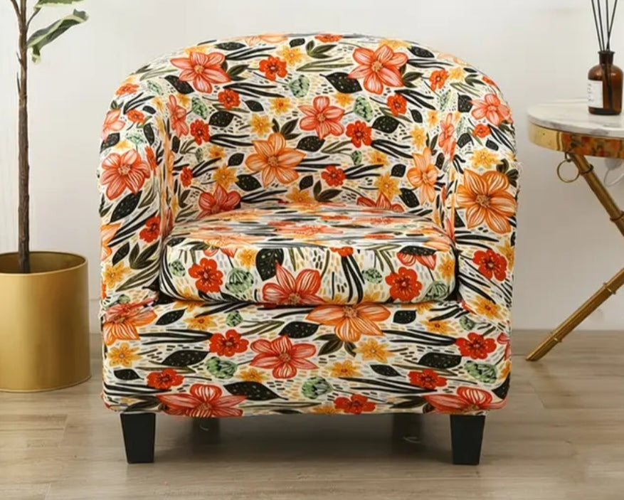 2-Piece Club Chair Printed Stretch Slipcover