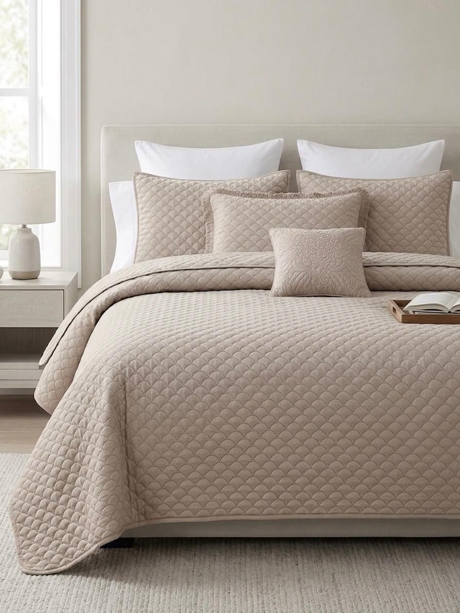 Premium Embossed Oxford Bedspread Set – King Size | 16 Elegant Colours