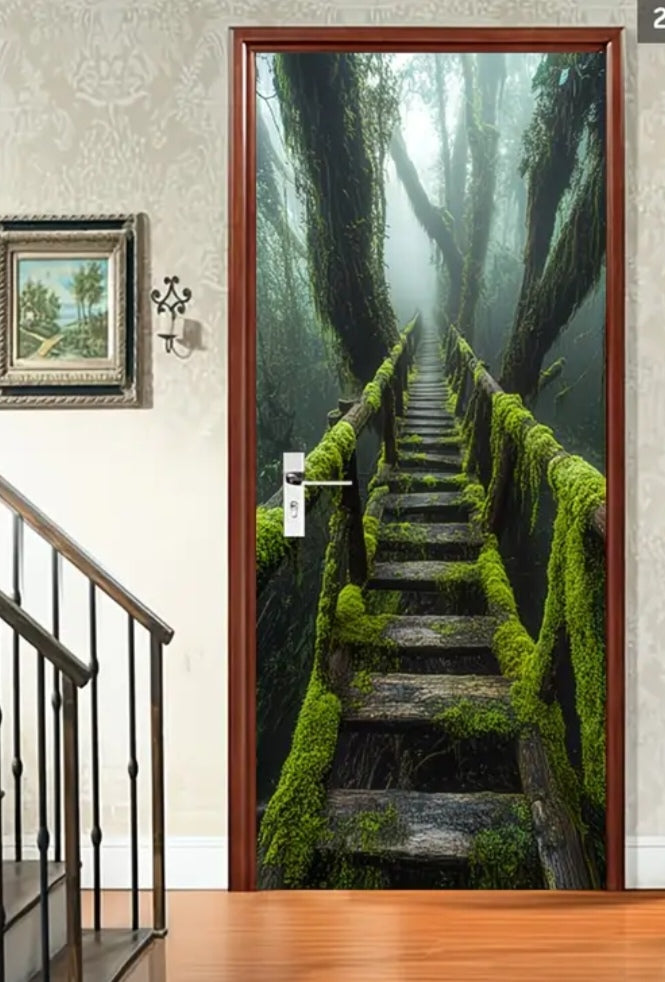Botanical Door Wrap Collection – Nature-Inspired 3D Wall Murals (95 × 215 cm) | Peel & Stick Waterproof Door Stickers for Home Décor