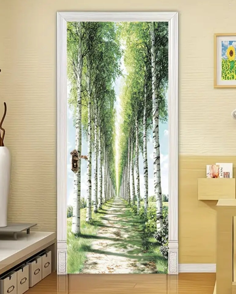 Botanical Door Wrap Collection – Nature-Inspired 3D Wall Murals (95 × 215 cm) | Peel & Stick Waterproof Door Stickers for Home Décor