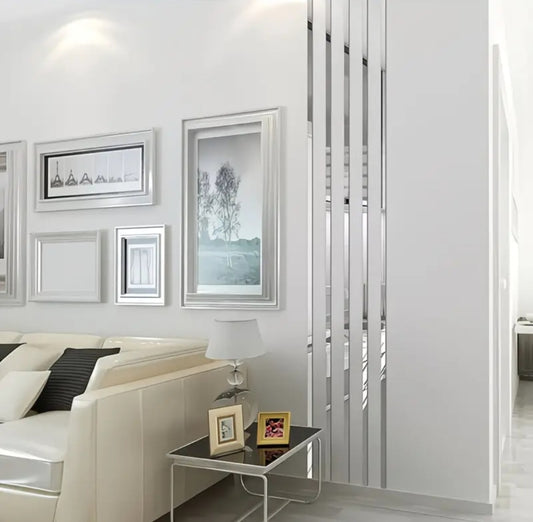 Space-Enhancing Mirror Wall Stickers – 3D Acrylic Reflective Strips (20PCS, Horizontal & Vertical Layout)