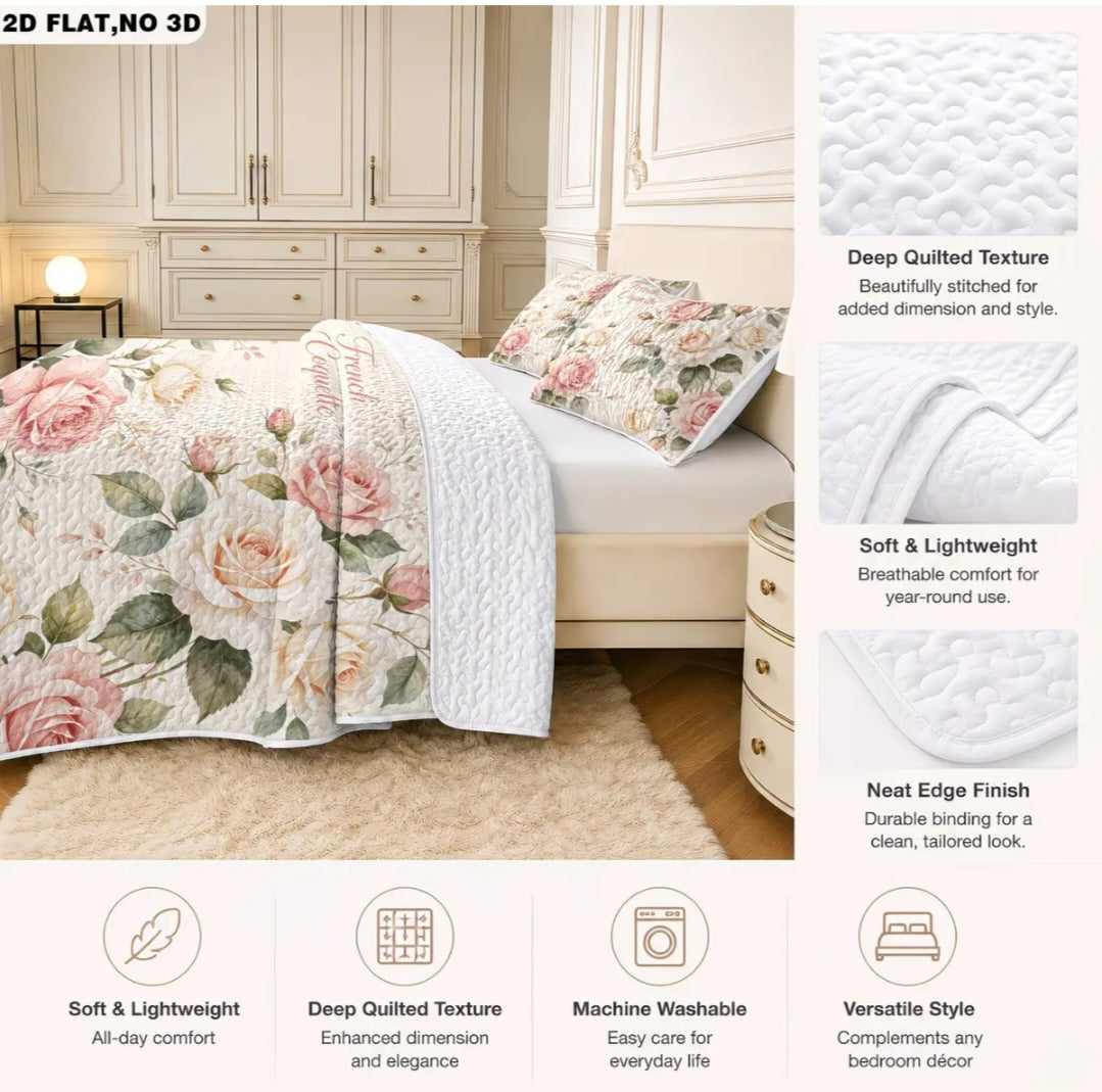 Single Bed Cover Set 150 x 200 cm | Embossed Bed Cover with 1 Pillowcase | Various Designs