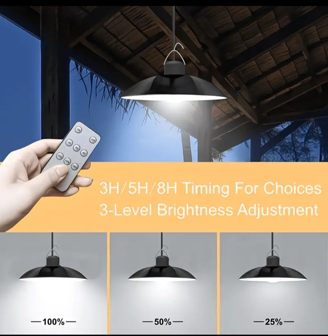 Solar Pendant Light Outdoor – Modern Hanging LED Ceiling Light, Waterproof Garden Patio Shed Lighting