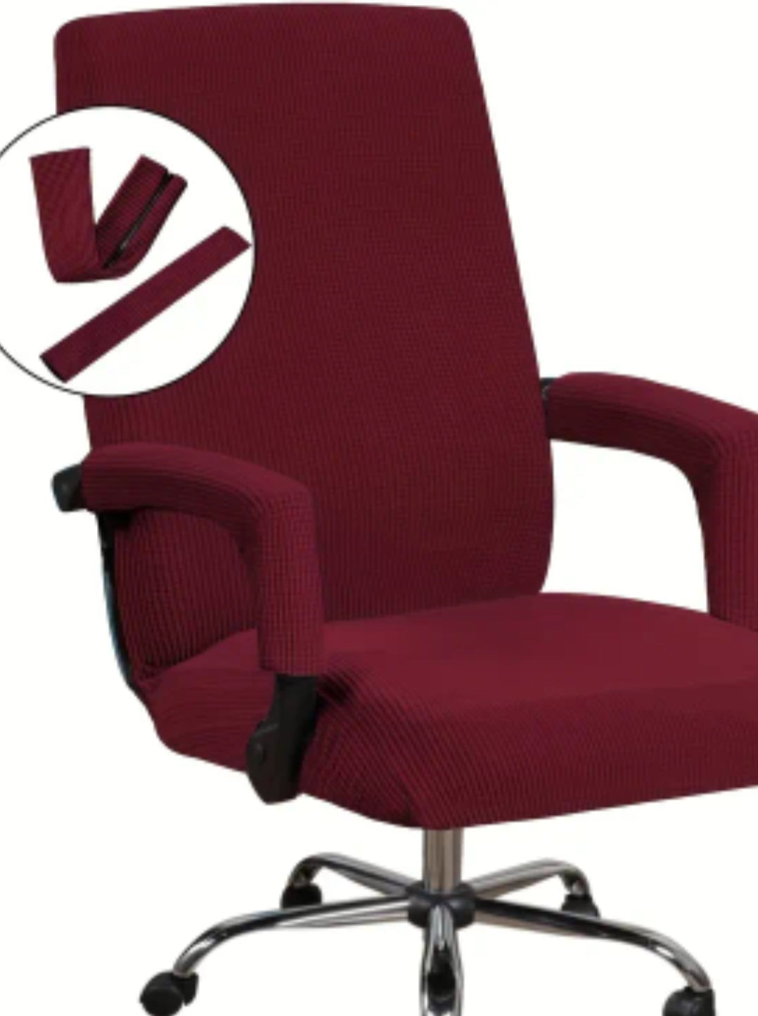 3-Piece Stretch Office Chair Cover Set – Non-Slip Jacquard Cover for Medium & High Back Computer Chairs