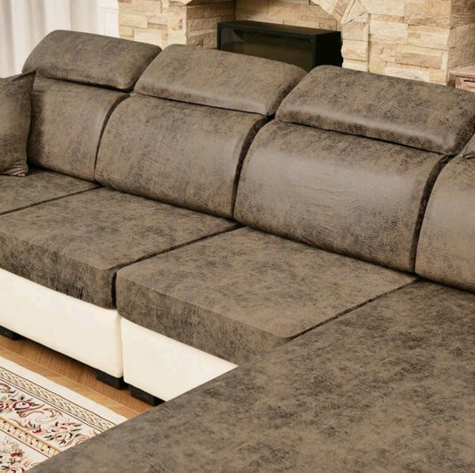 Premium leer-voorkoms slipcovers vir L-vormige lounge suites. Koop individuele stukke van rugleuning tot 3-sitter. Beskikbaar in SA.