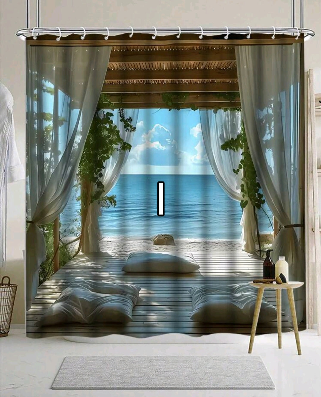 Coastal Breeze Shower Curtains 180×180cm – Beach-Themed Bathroom Style