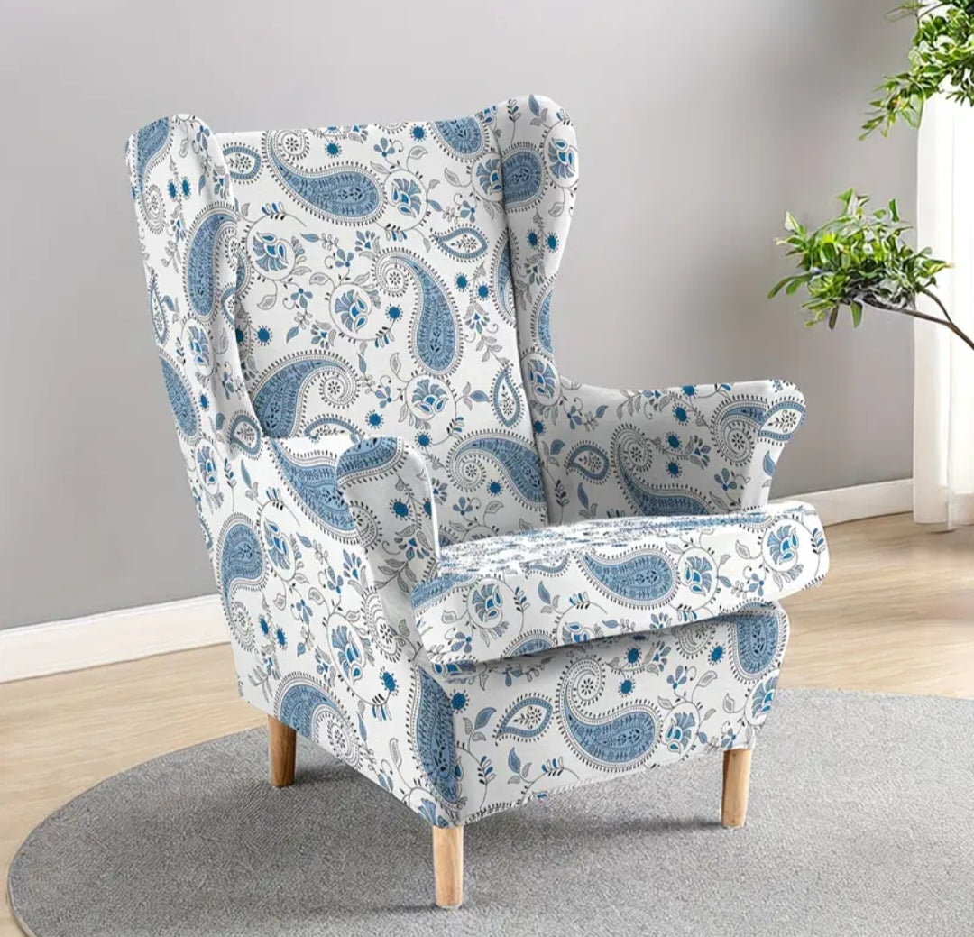Stretch Wingback Chair Cover  Universal Fit Slipcover, Machine Washable