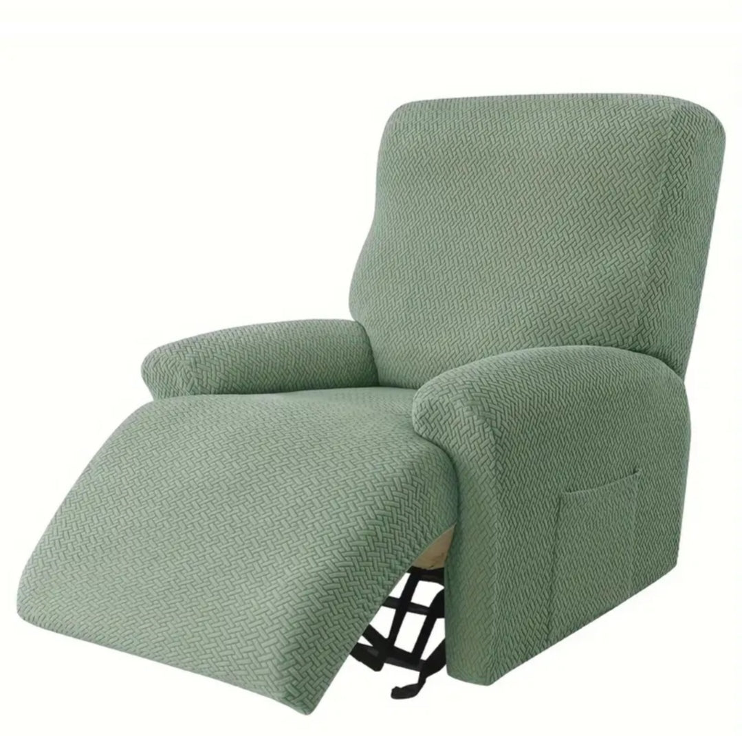 4-Piece Stretch Recliner Sofa Cover – Jacquard Plush Velvet Slipcover for Lazy Boy / Chivas Recliners (Split-Section Design)
