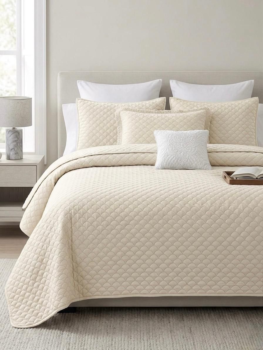 Premium Embossed Oxford Bedspread Set – King Size | 16 Elegant Colours