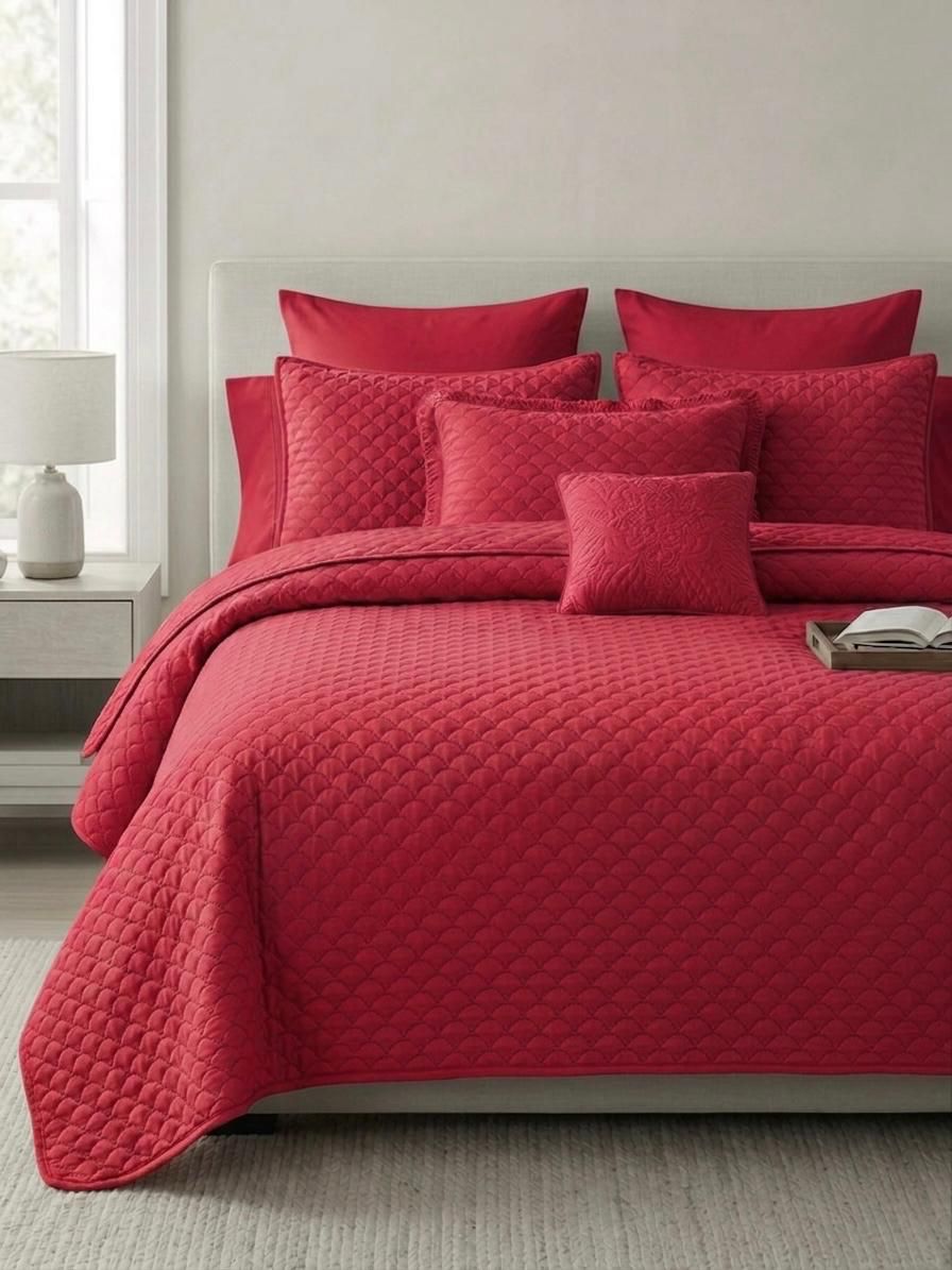 Premium Embossed Oxford Bedspread Set – King Size | 16 Elegant Colours