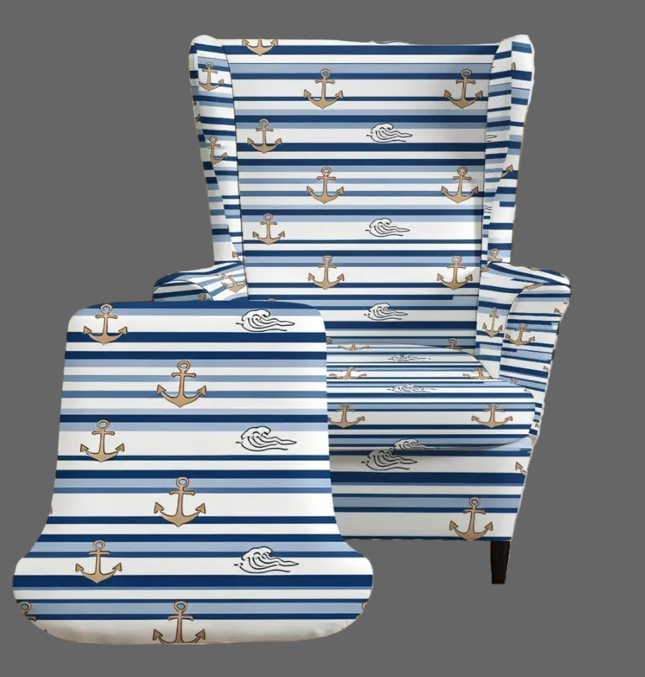 Stretch Wingback Chair Cover  Universal Fit Slipcover, Machine Washable