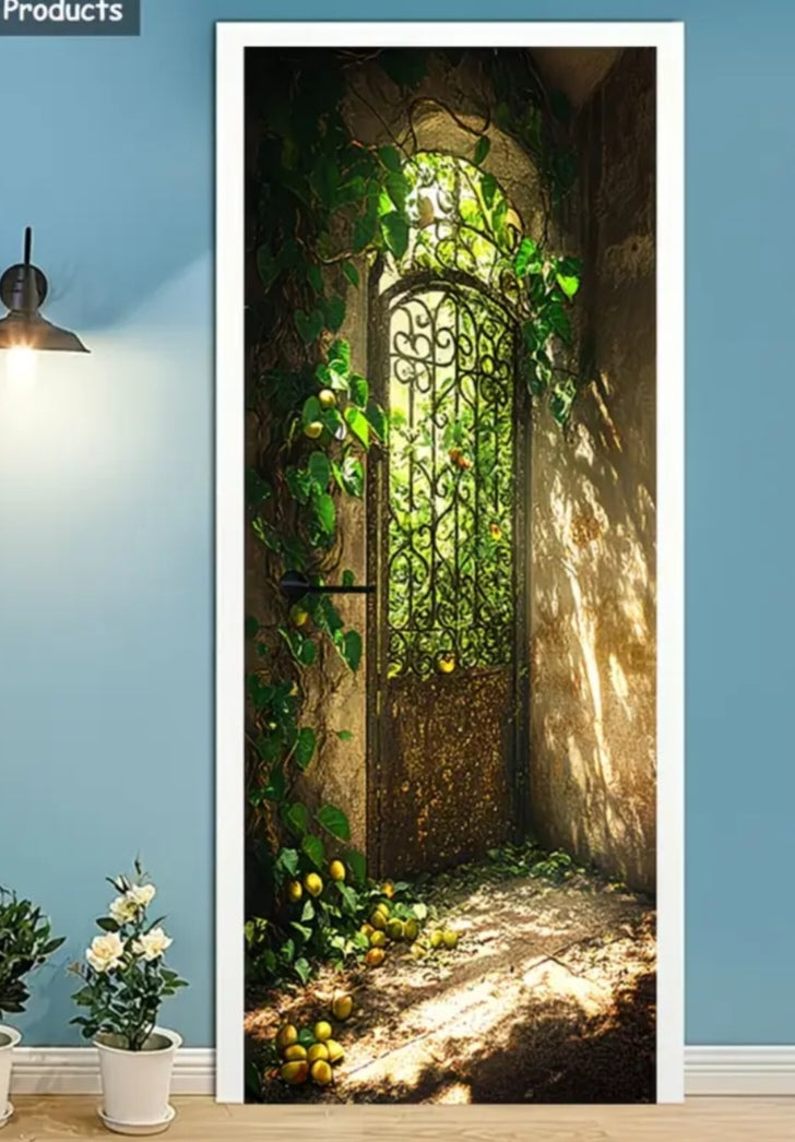 Botanical Door Wrap Collection – Nature-Inspired 3D Wall Murals (95 × 215 cm) | Peel & Stick Waterproof Door Stickers for Home Décor