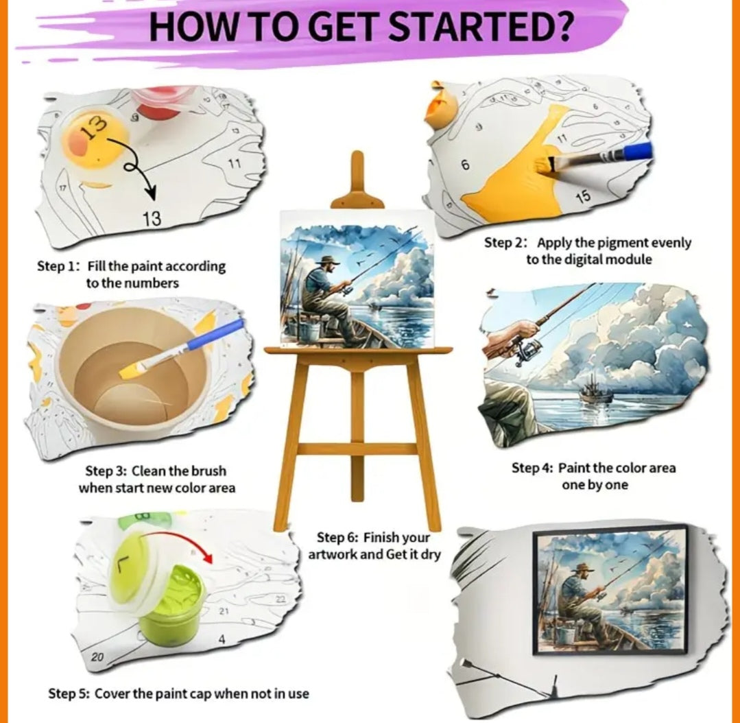 Fishing Scene Paint by Numbers Kit – 40 x 50 cm Canvas