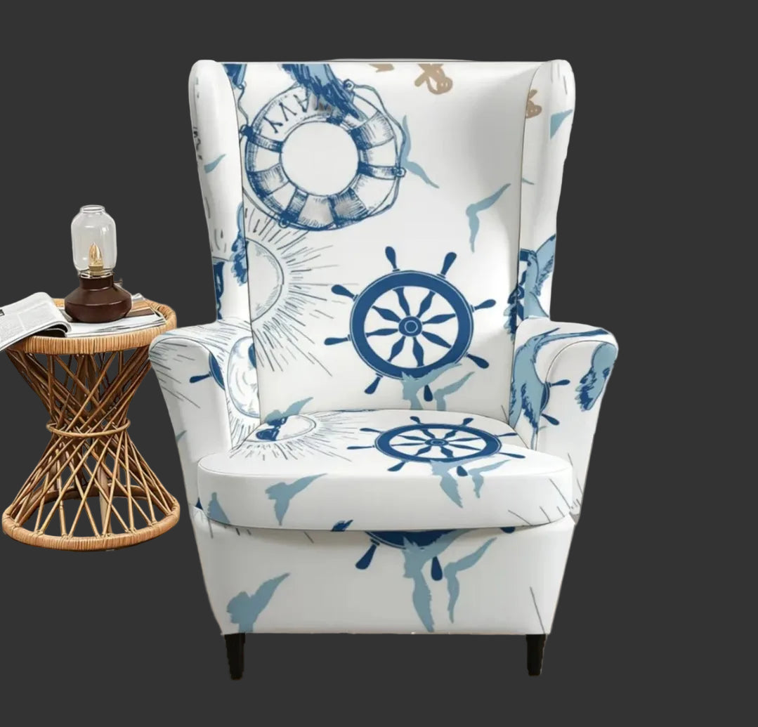 Stretch Wingback Chair Cover  Universal Fit Slipcover, Machine Washable