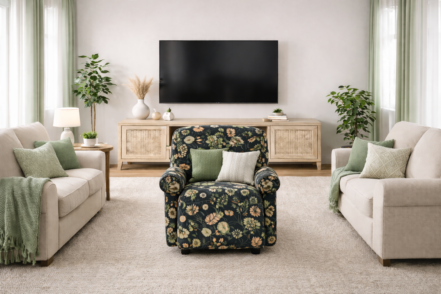 Botanical Recliner Slipcover – Stretch Furniture Protector for Lounge Suite Chairs