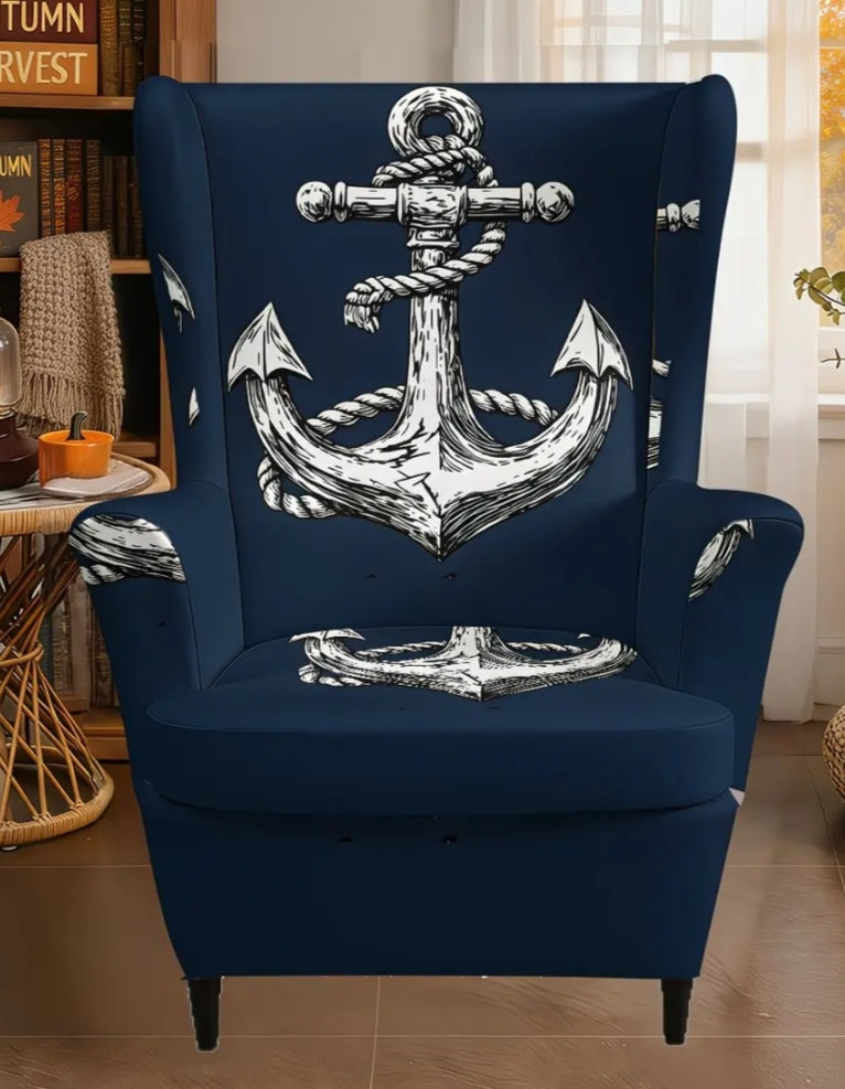 Stretch Wingback Chair Cover  Universal Fit Slipcover, Machine Washable